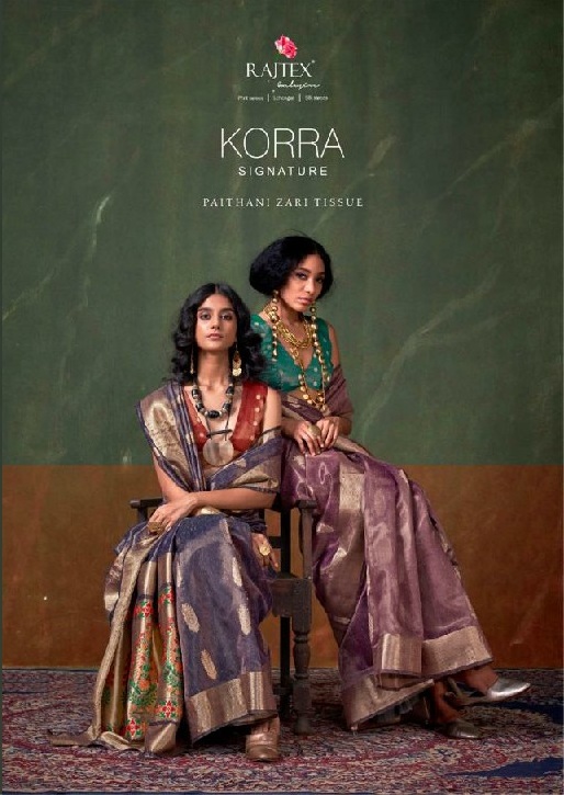 Rajtex Korra Signature Wholesale Paithani Zari Tissue Party Wear Indian Sarees