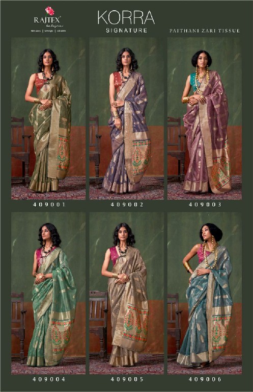 Rajtex Korra Signature Wholesale Paithani Zari Tissue Party Wear Indian Sarees