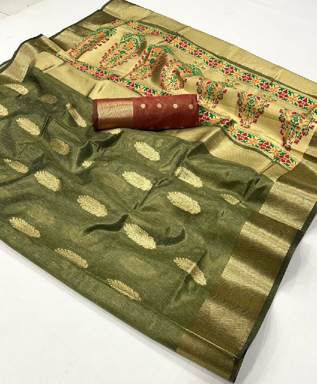 Rajtex Korra Signature Wholesale Paithani Zari Tissue Party Wear Indian Sarees