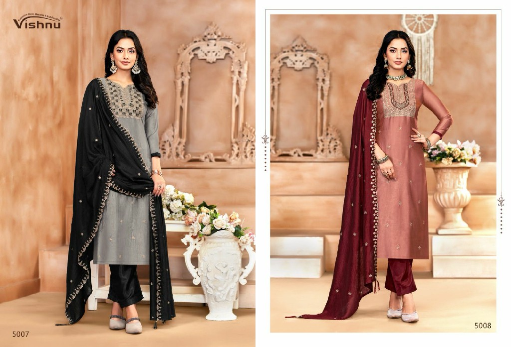 Vishnu Jasmeen Vol-2 Wholesale Vichitra Silk Fabrics Dress Material