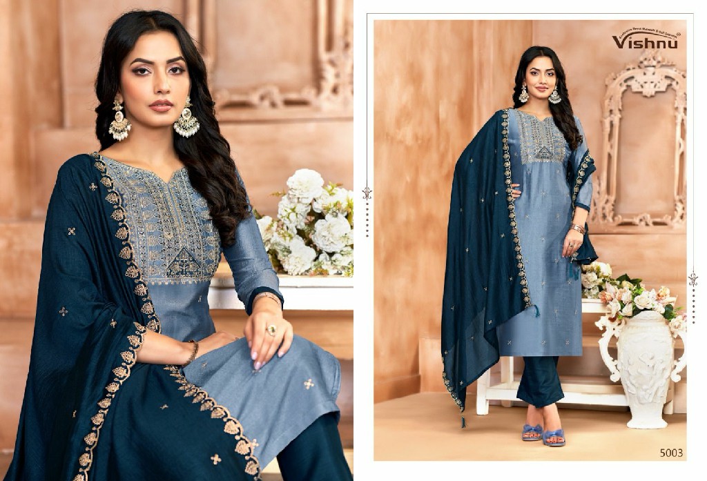 Vishnu Jasmeen Vol-2 Wholesale Vichitra Silk Fabrics Dress Material