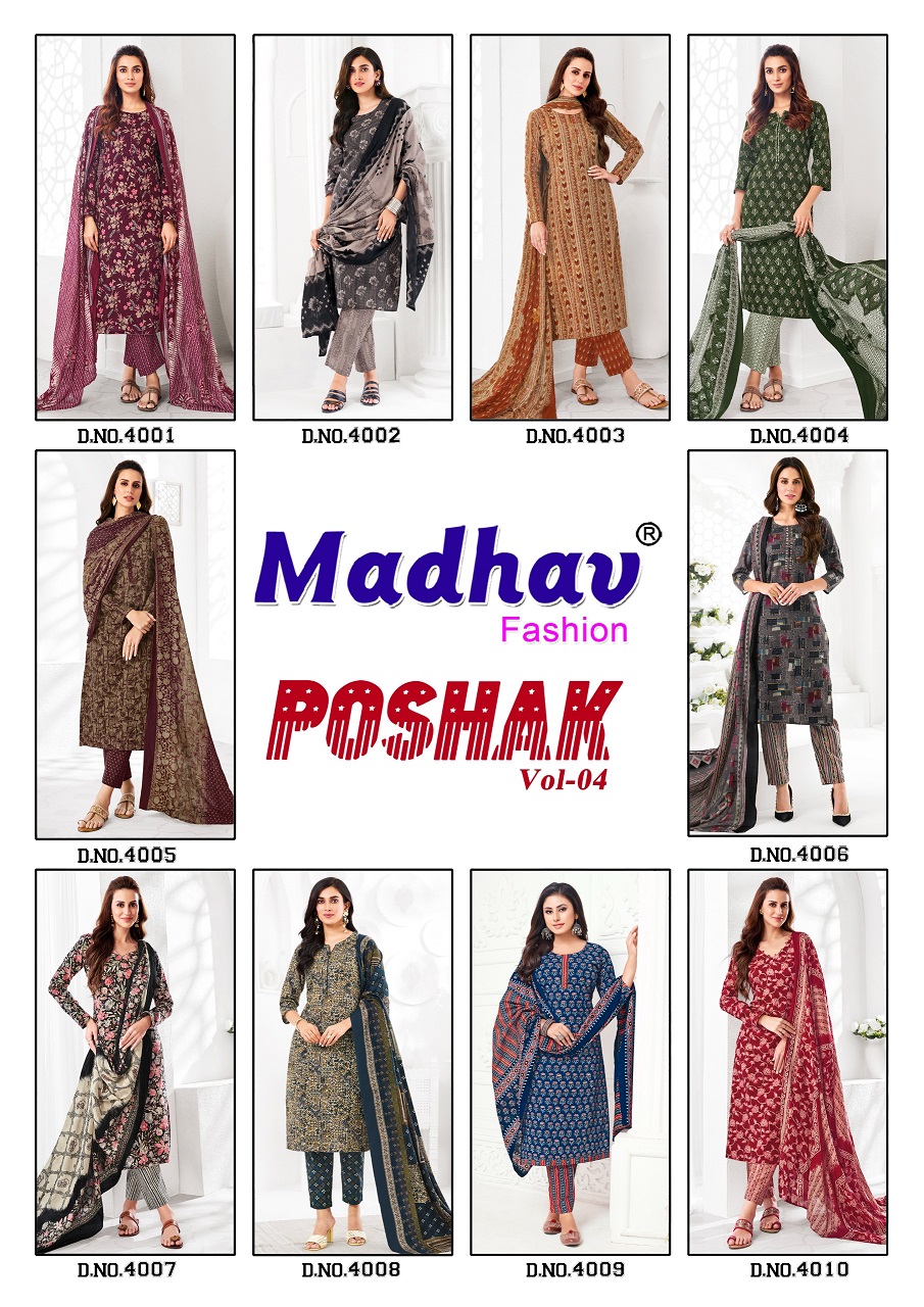 Madhav Poshak Vol-4 Wholesale Pure Cotton Printed Dress Material