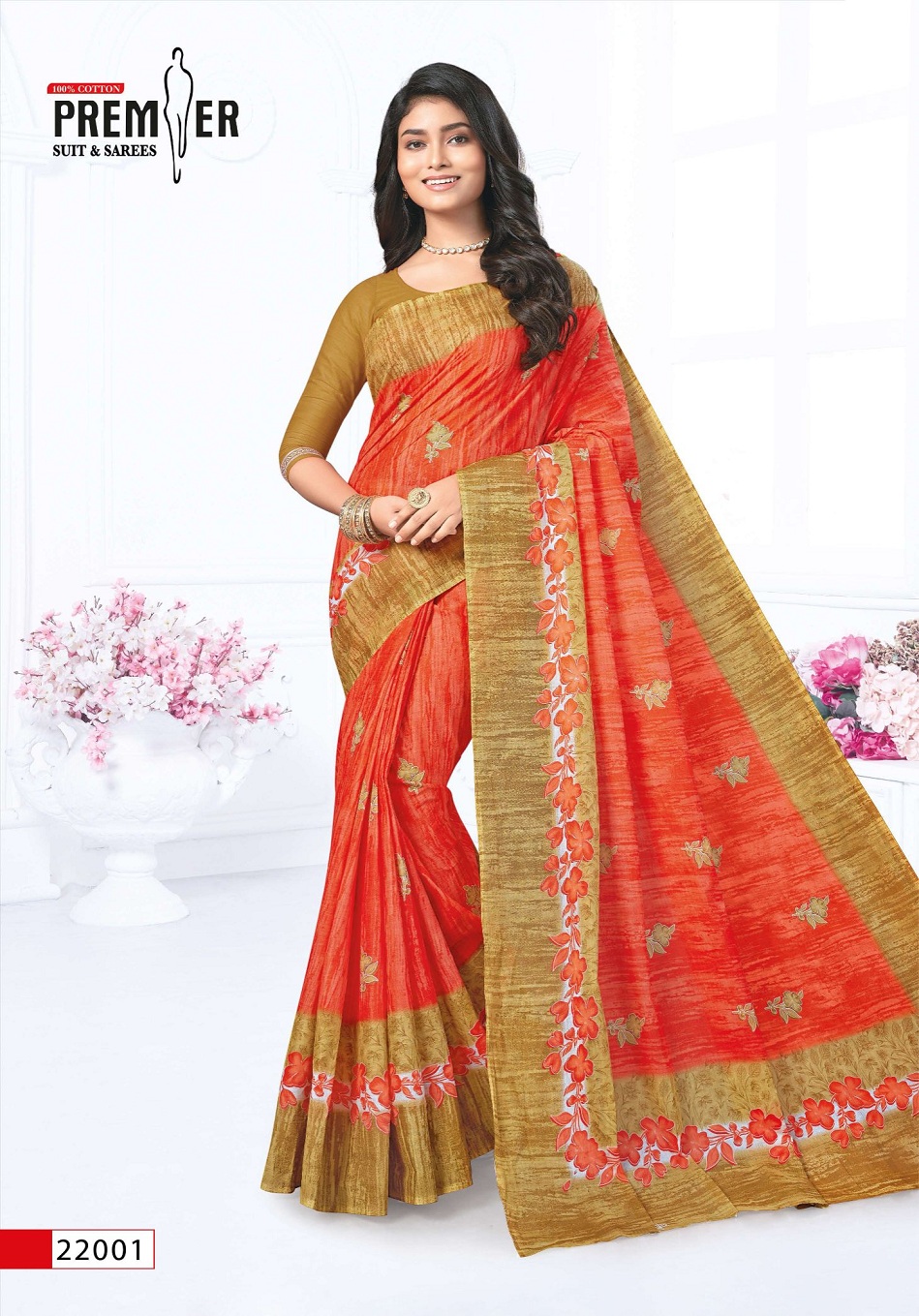 Premier Saravani Vol-22 Wholesale Pure Cotton Printed Indian Sarees