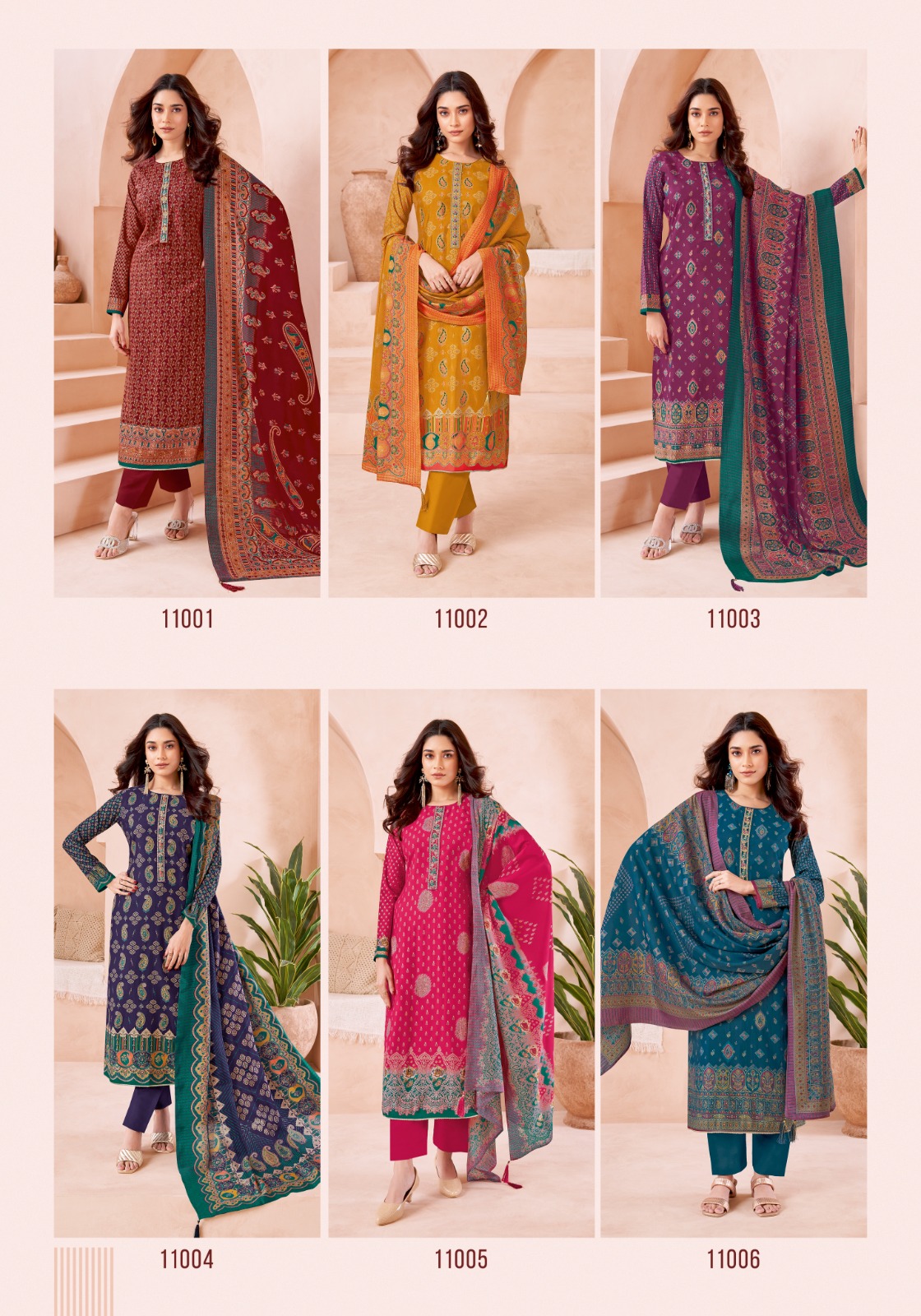 Suryajyoti Pushpa Vol-11 Wholesale Heavy Modal With Neck Embroidery Dress Material