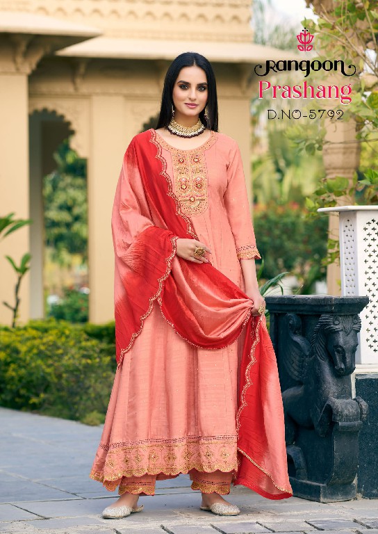 Rangoon Prashang Wholesale Anarkali Style Tops With Pant And Dupatta