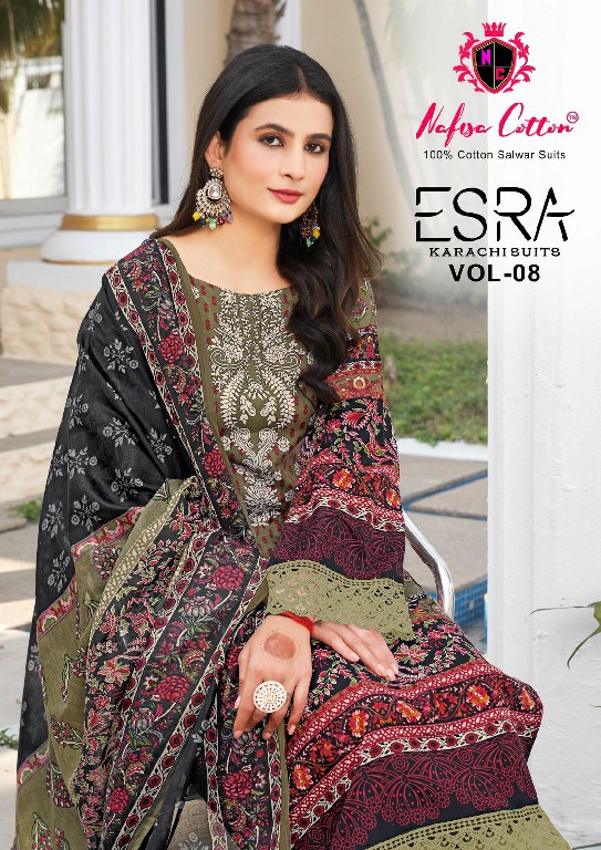 NAFISA COTTON ESRA KARACHI SUITS VOL 8 PAKISTANI CASUAL WEAR UNSTITCH SALAWAR KAMEEZ