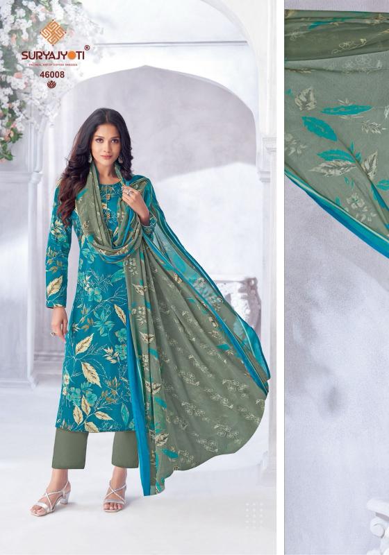 naishaa vol 46 by suryajyoti jam satin print casual suit for ladies