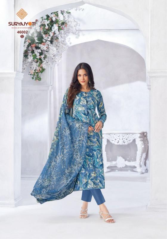 naishaa vol 46 by suryajyoti jam satin print casual suit for ladies