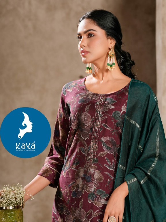 Kaya Amisha Wholesale Vertican Silk Straight Cut Top With Pant And Dupatta