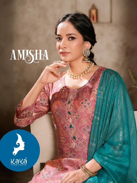 Kaya Amisha Wholesale Vertican Silk Straight Cut Top With Pant And Dupatta