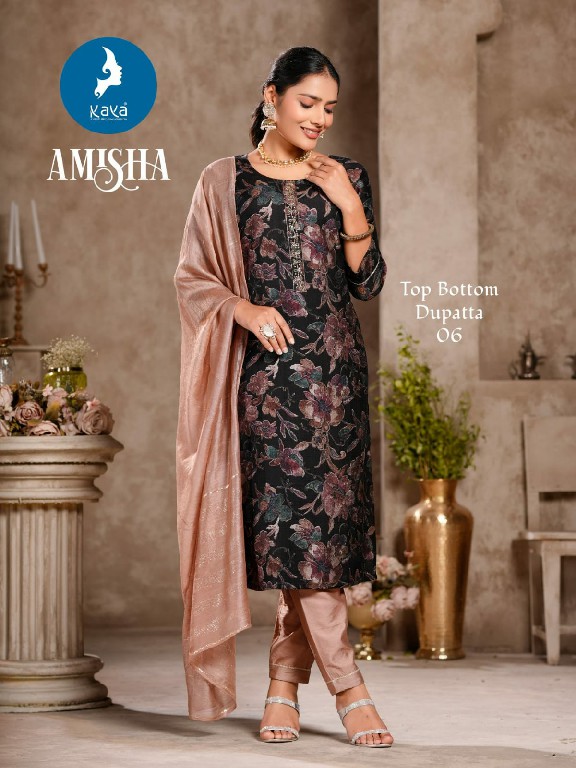 Kaya Amisha Wholesale Vertican Silk Straight Cut Top With Pant And Dupatta