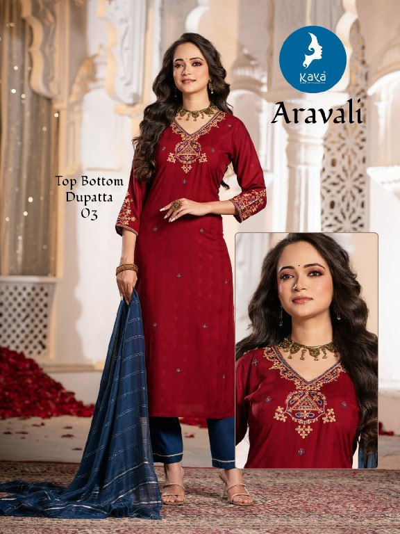Kaya Aravali Wholesale Rayon Dobby Butti Tops With Pant And Dupatta
