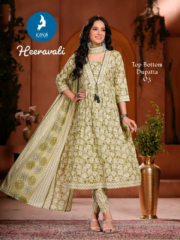 Kaya Heeravati Wholesale Cotton Print Flair Top With Pant And Dupatta