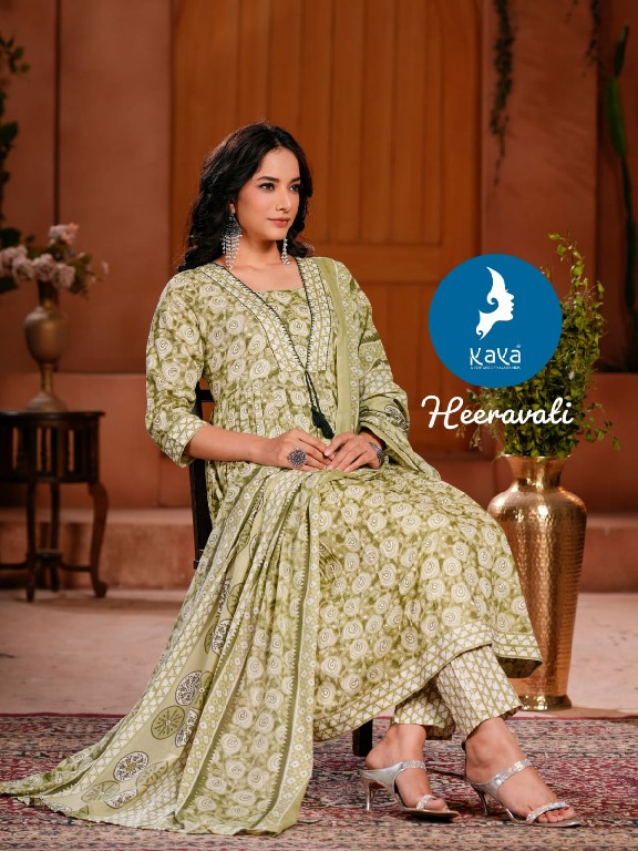 Kaya Heeravati Wholesale Cotton Print Flair Top With Pant And Dupatta