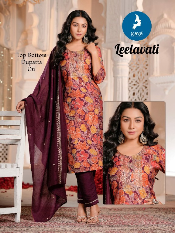 Kaya Leelawati Wholesale Chanderi Modal Print With Foil Top With Pant And Dupatta