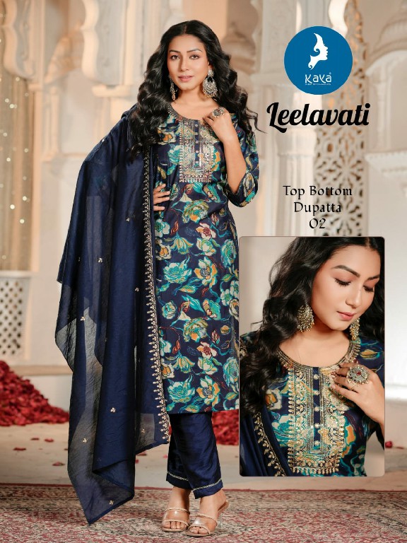 Kaya Leelawati Wholesale Chanderi Modal Print With Foil Top With Pant And Dupatta