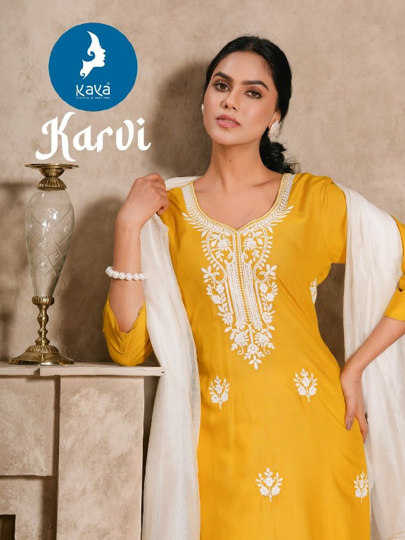 Kaya Karvi Wholesale Rayon Slub Fabrics Readymade Indian Salwar Suits