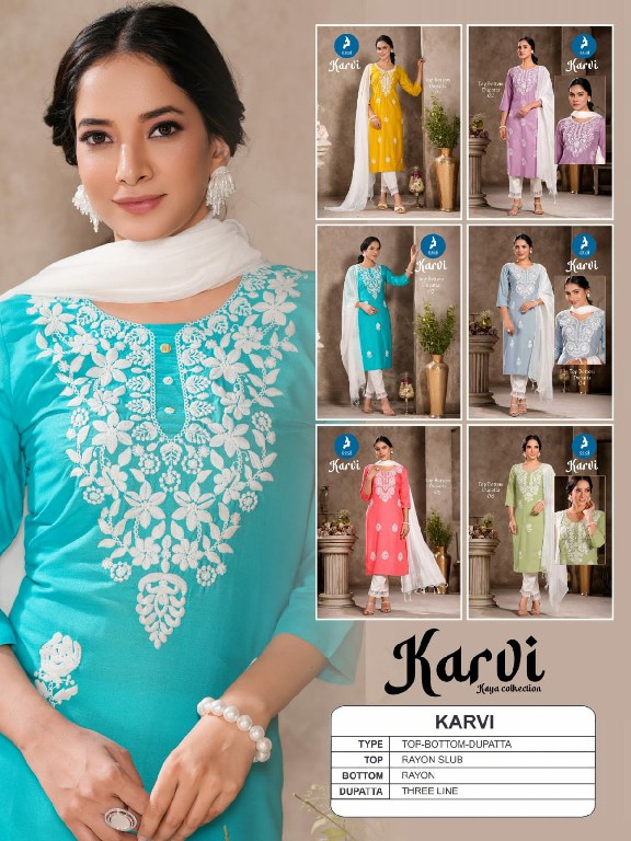 Kaya Karvi Wholesale Rayon Slub Fabrics Readymade Indian Salwar Suits