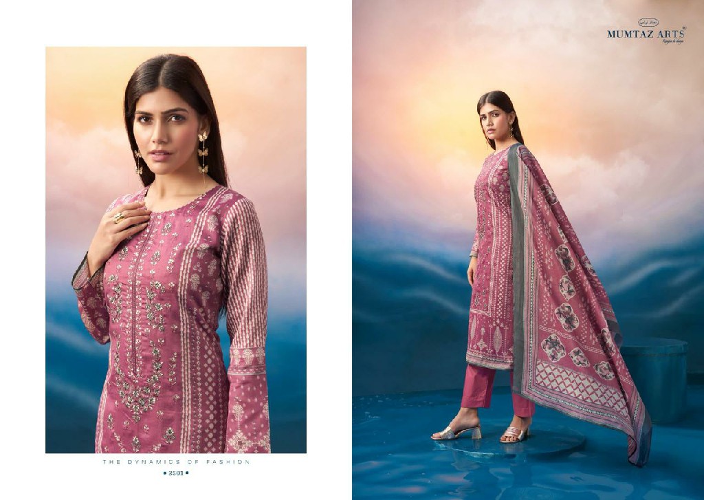 Mumtaz Arts Noor E Jahan Wholesale Pure Jam Satin With Embroidery Dress Material