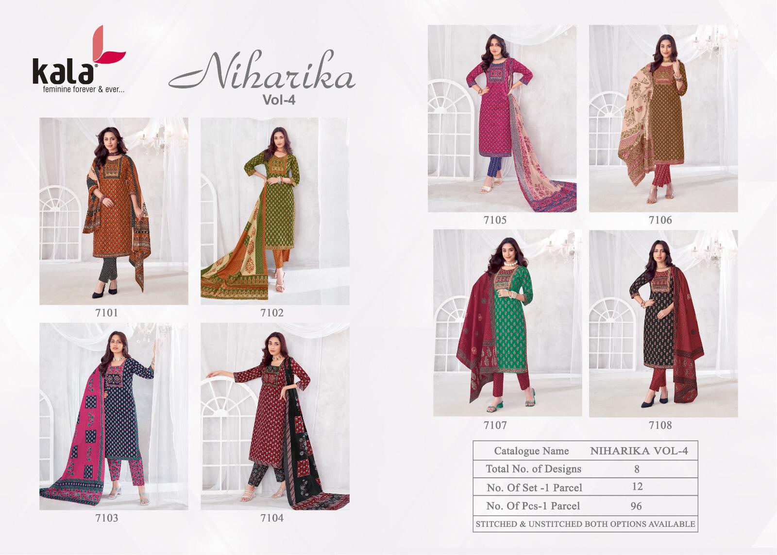Kala By Tarika Creation Niharika Vol-4 Wholesale Heavy Cotton Printed Dress Material