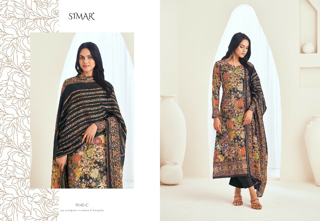 Glossy Simar Megha Wholesale Model Muslin With Handwork Salwar Suits