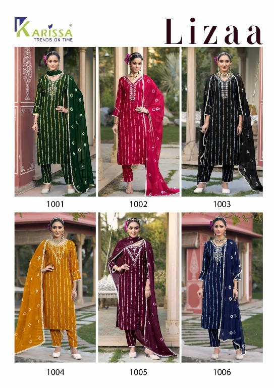 Karissa Lizaa Wholesale Pure Reyon Kurti With Pant And Dupatta