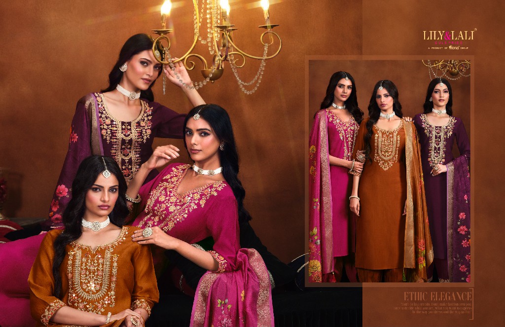 Lily And Lali Mirror Wholesale Mirror Work On Viscose Fabrics 3 Piece Collection