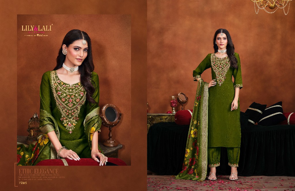 Lily And Lali Mirror Wholesale Mirror Work On Viscose Fabrics 3 Piece Collection
