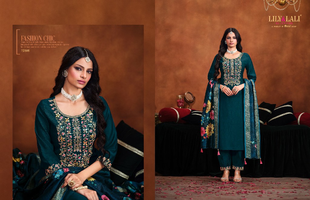 Lily And Lali Mirror Wholesale Mirror Work On Viscose Fabrics 3 Piece Collection