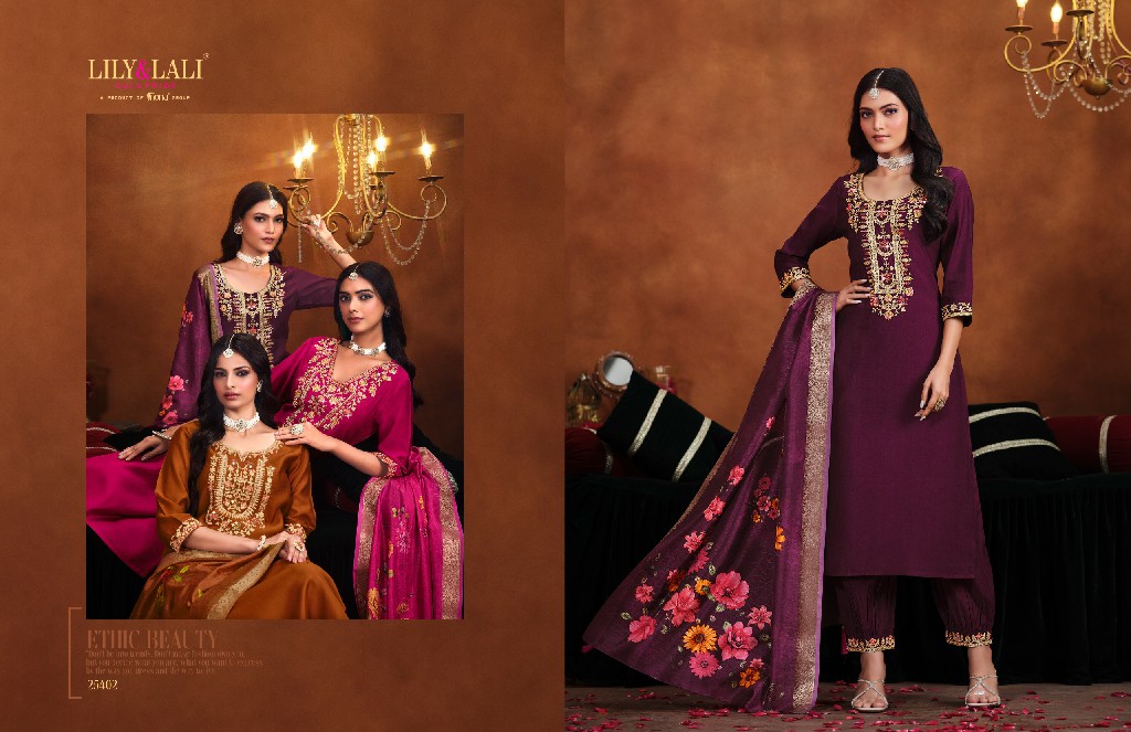 Lily And Lali Mirror Wholesale Mirror Work On Viscose Fabrics 3 Piece Collection