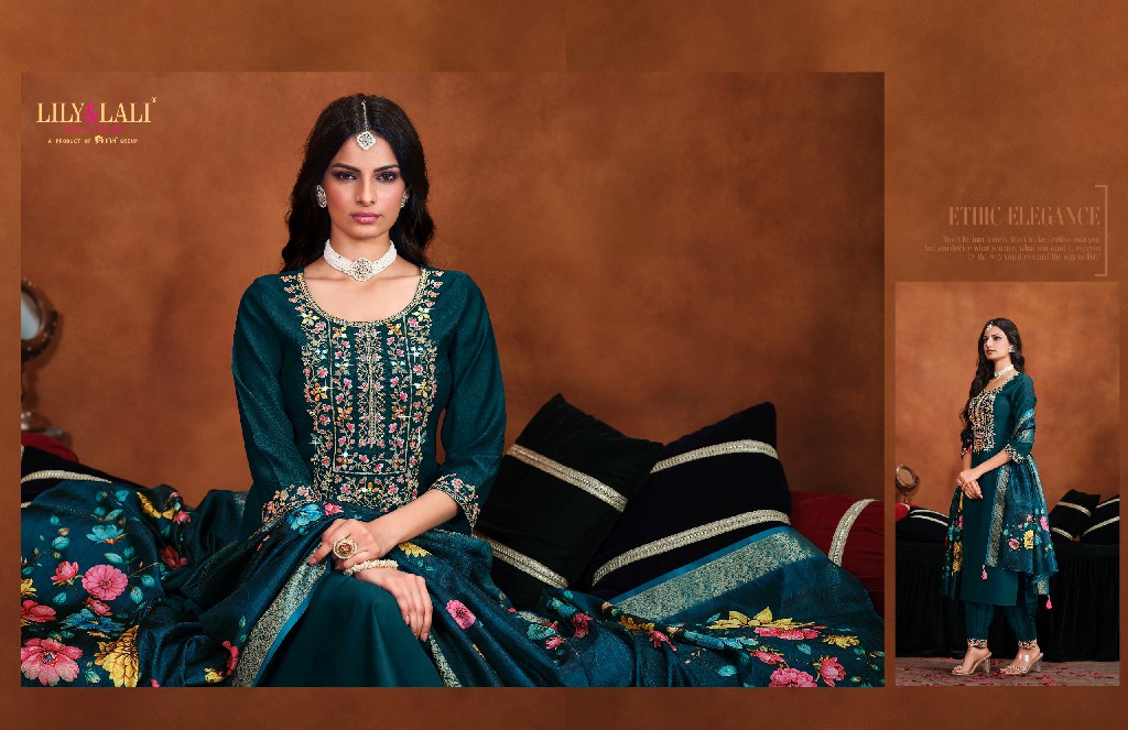 Lily And Lali Mirror Wholesale Mirror Work On Viscose Fabrics 3 Piece Collection