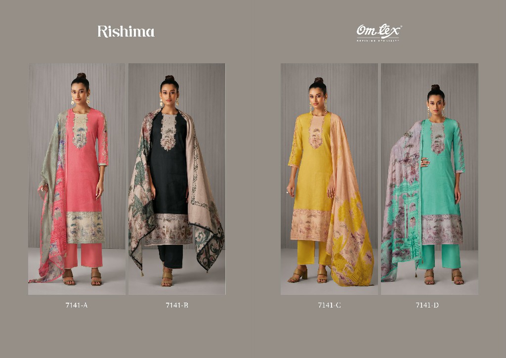 Omtex Rishima Wholesale Lawn Cotton With Embroidery Salwar Suits