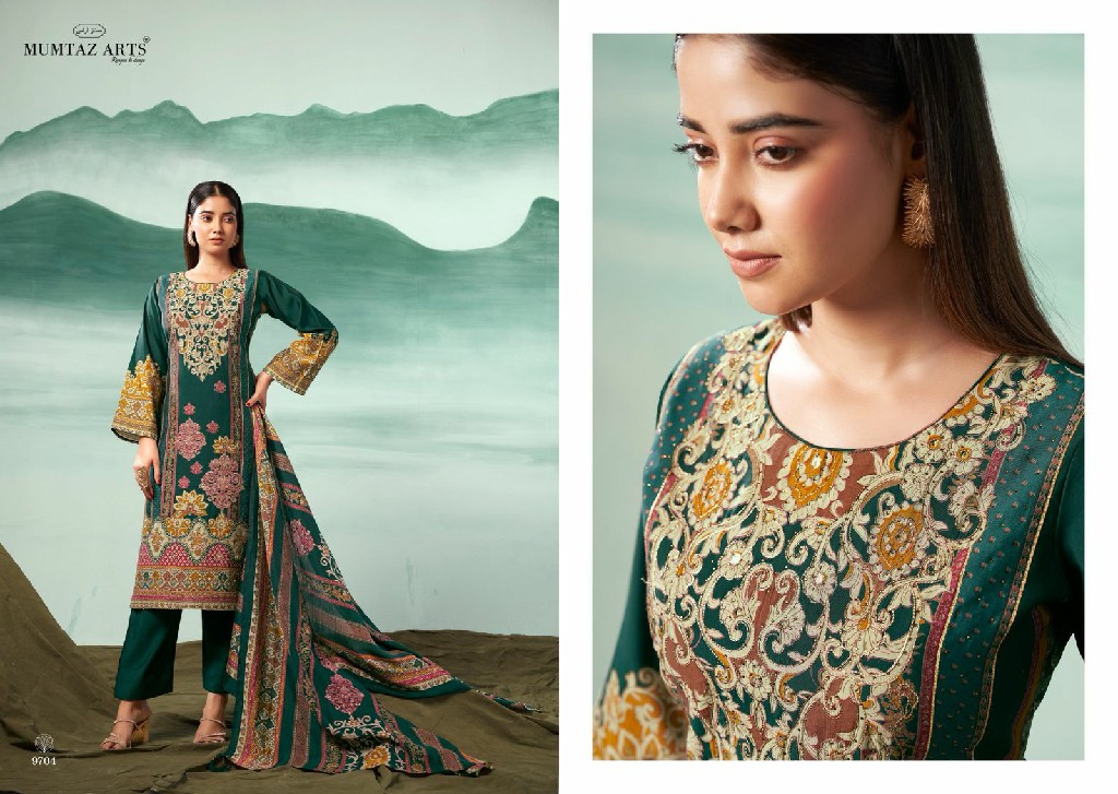Mumtaz Arts Mizaaz Wholesale Pure Viscose Muslin With Work Dress Material