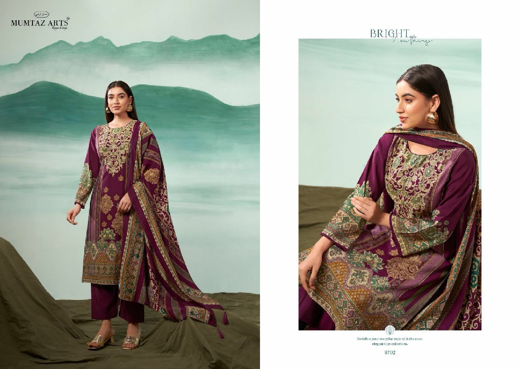 Mumtaz Arts Mizaaz Wholesale Pure Viscose Muslin With Work Dress Material