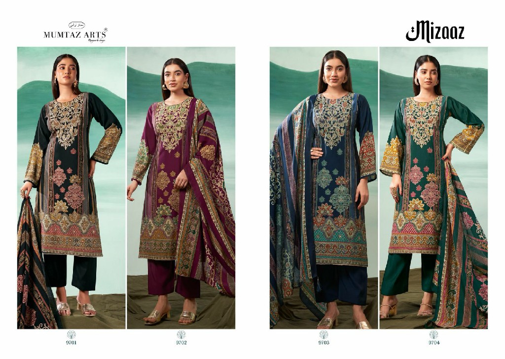 Mumtaz Arts Mizaaz Wholesale Pure Viscose Muslin With Work Dress Material