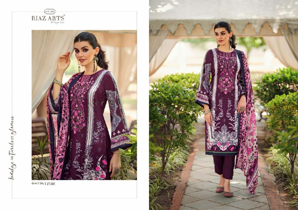 Riaz Arts Gulzar E Ishq Wholesale Pure Karachi Lawn With Work Dress Material
