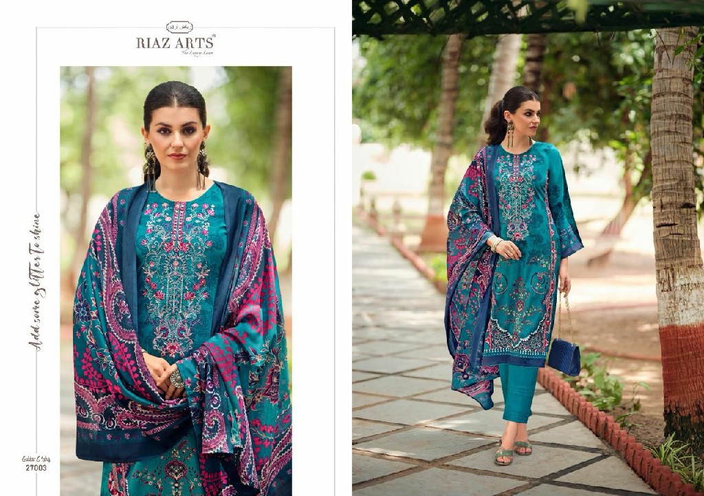 Riaz Arts Gulzar E Ishq Wholesale Pure Karachi Lawn With Work Dress Material