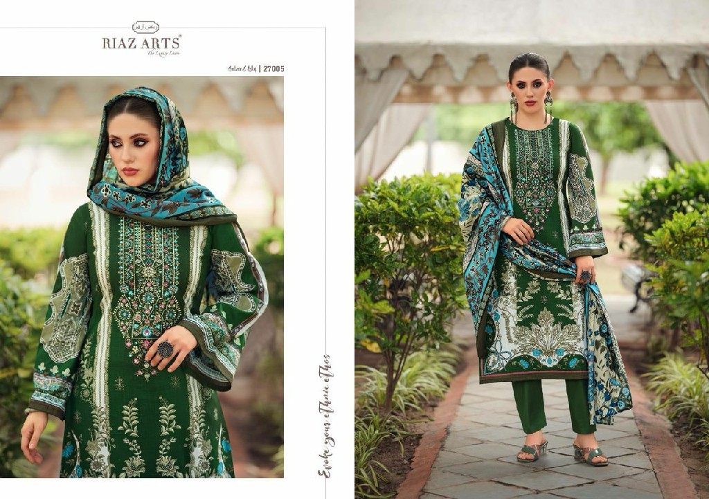 Riaz Arts Gulzar E Ishq Wholesale Pure Karachi Lawn With Work Dress Material