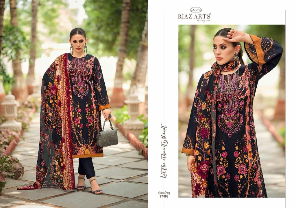 Riaz Arts Gulzar E Ishq Wholesale Pure Karachi Lawn With Work Dress Material