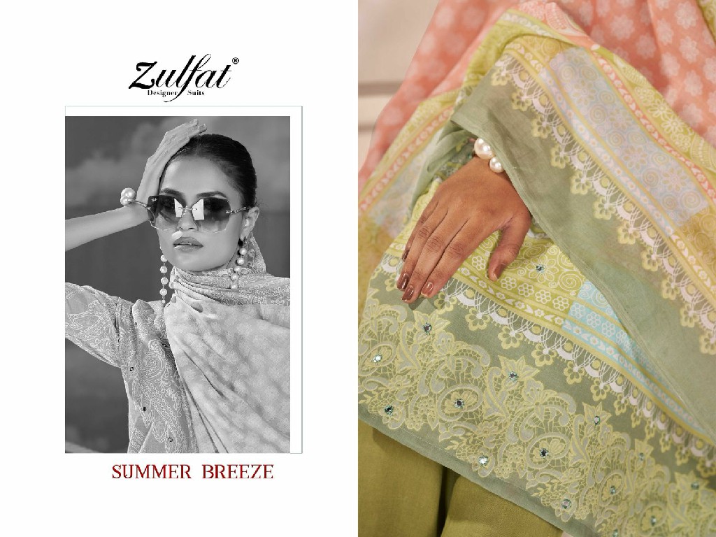Zulfat Summer Breeze Wholesale Pure Cotton With Handwork Dress Material