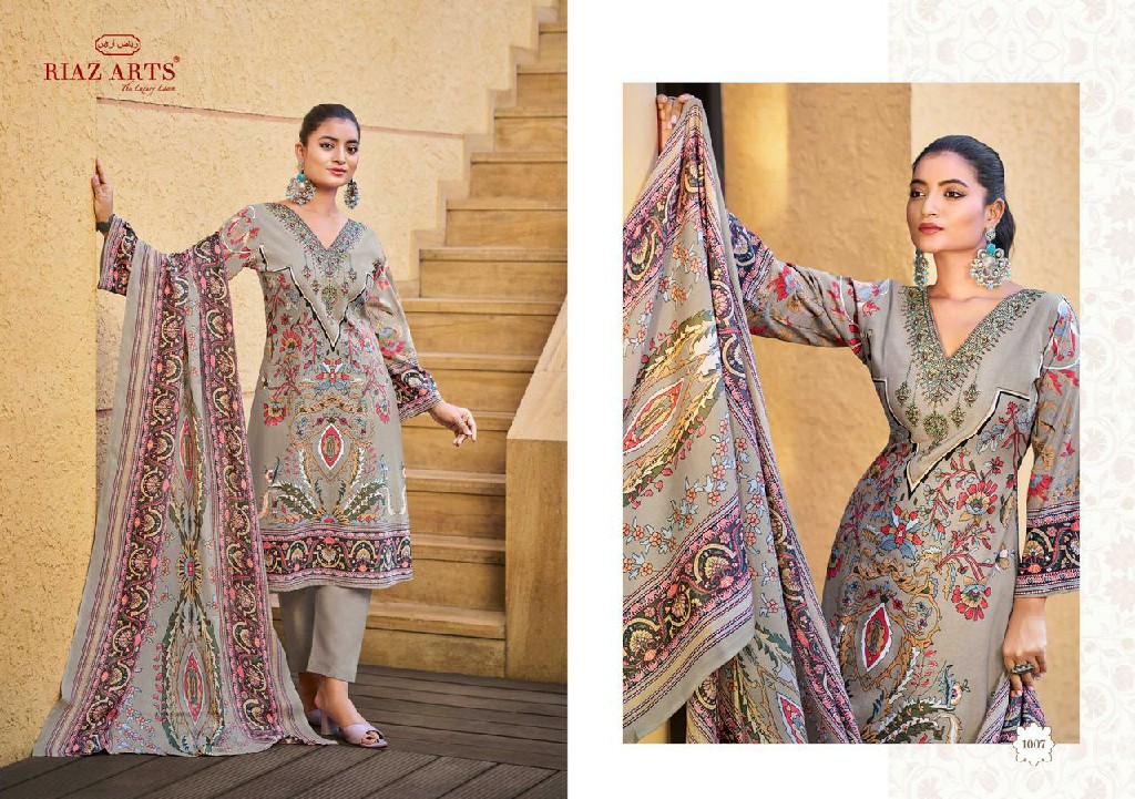 Riaz Arts Ombre Wholesale Pure Karachi Lawn With Work Dress Material