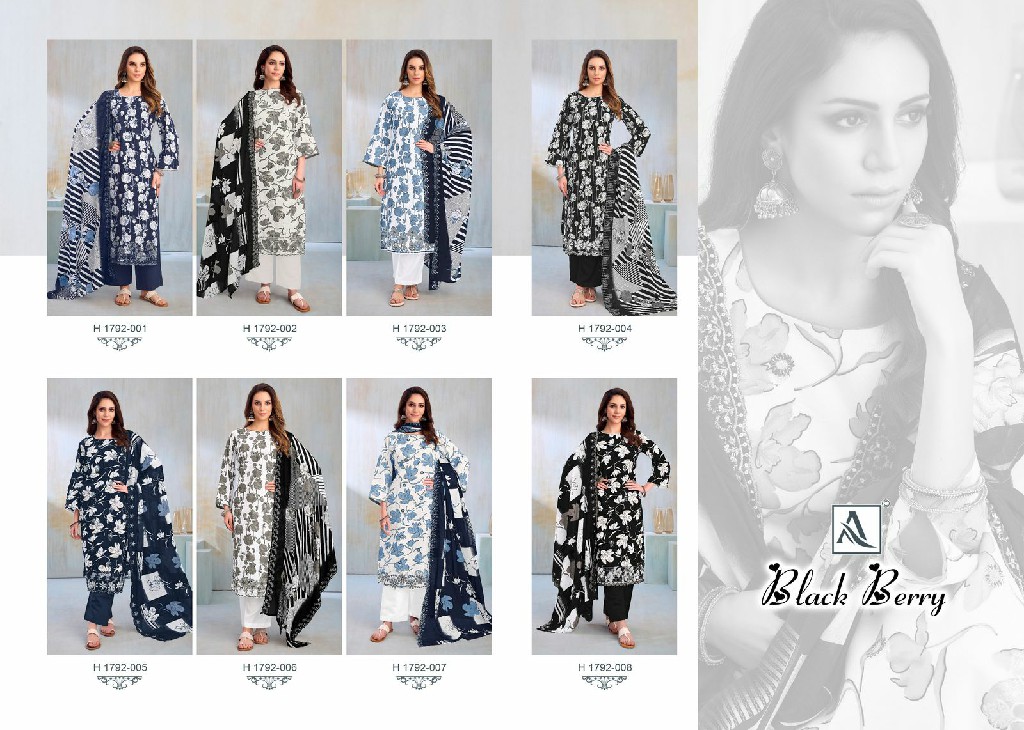 Alok Black Berry Wholesale Pure Cambric Cotton With Work Dress Material