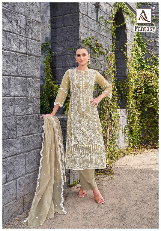 Alok Fantasy Wholesale Pure Organza With Embroidery Dress Material