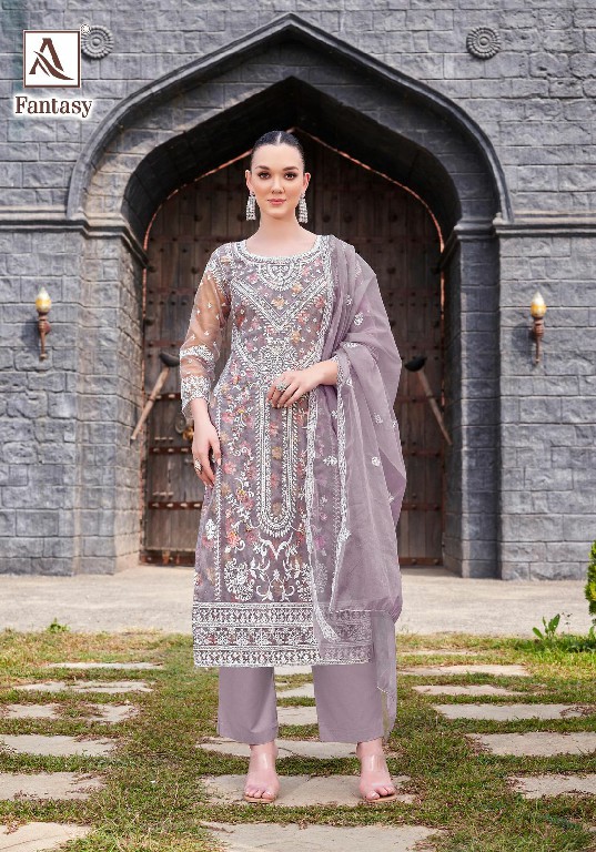Alok Fantasy Wholesale Pure Organza With Embroidery Dress Material