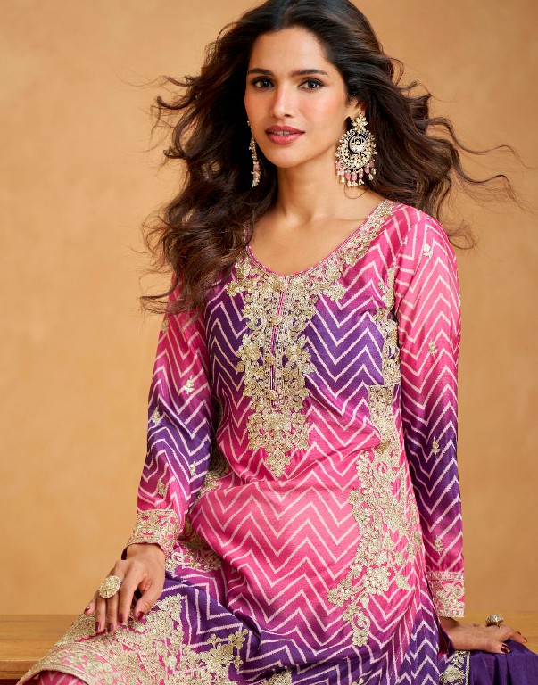 Aashirwad Raaga Wholesale Premium Chinon Silk Free Size Stitched Suits