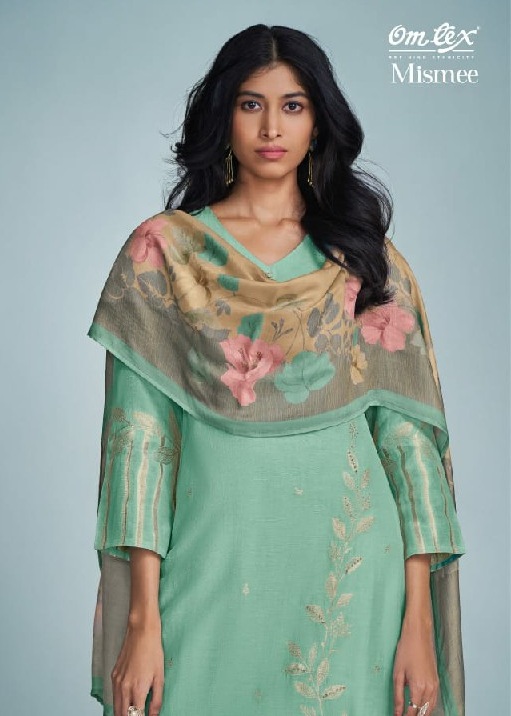 Omtex Mismee Wholesale Pure Linen Jacquard With Hand Work Salwar Suits