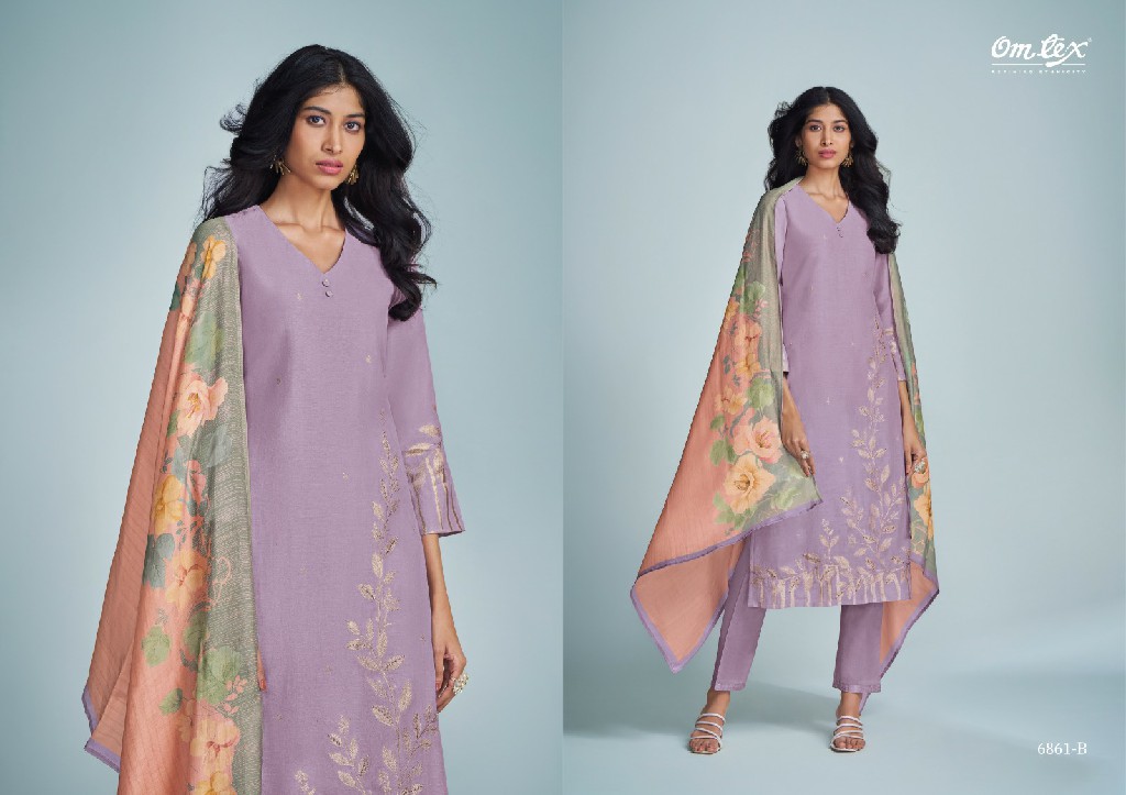 Omtex Mismee Wholesale Pure Linen Jacquard With Hand Work Salwar Suits