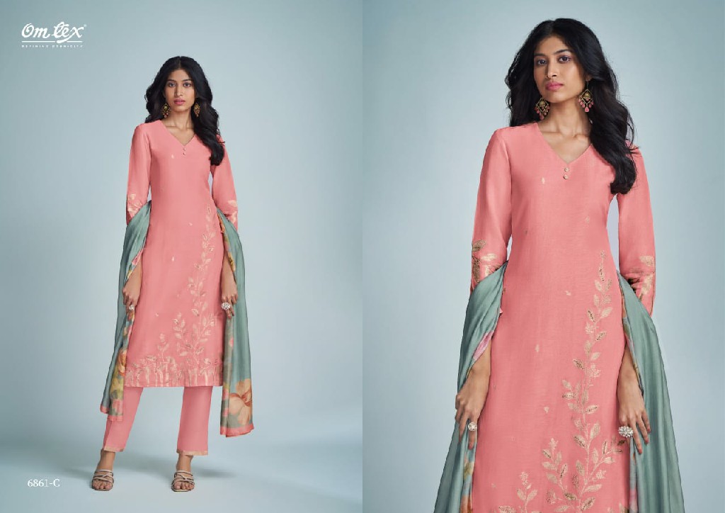 Omtex Mismee Wholesale Pure Linen Jacquard With Hand Work Salwar Suits