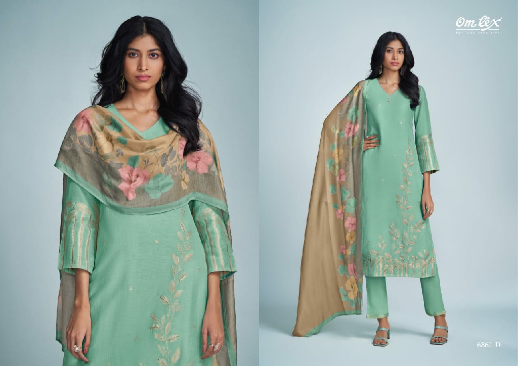 Omtex Mismee Wholesale Pure Linen Jacquard With Hand Work Salwar Suits