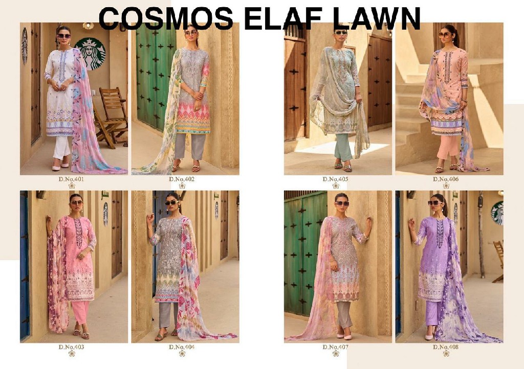 Cosmos Elaf Lawn Vol-1 Wholesale Lawn Cotton With Work Dress Material